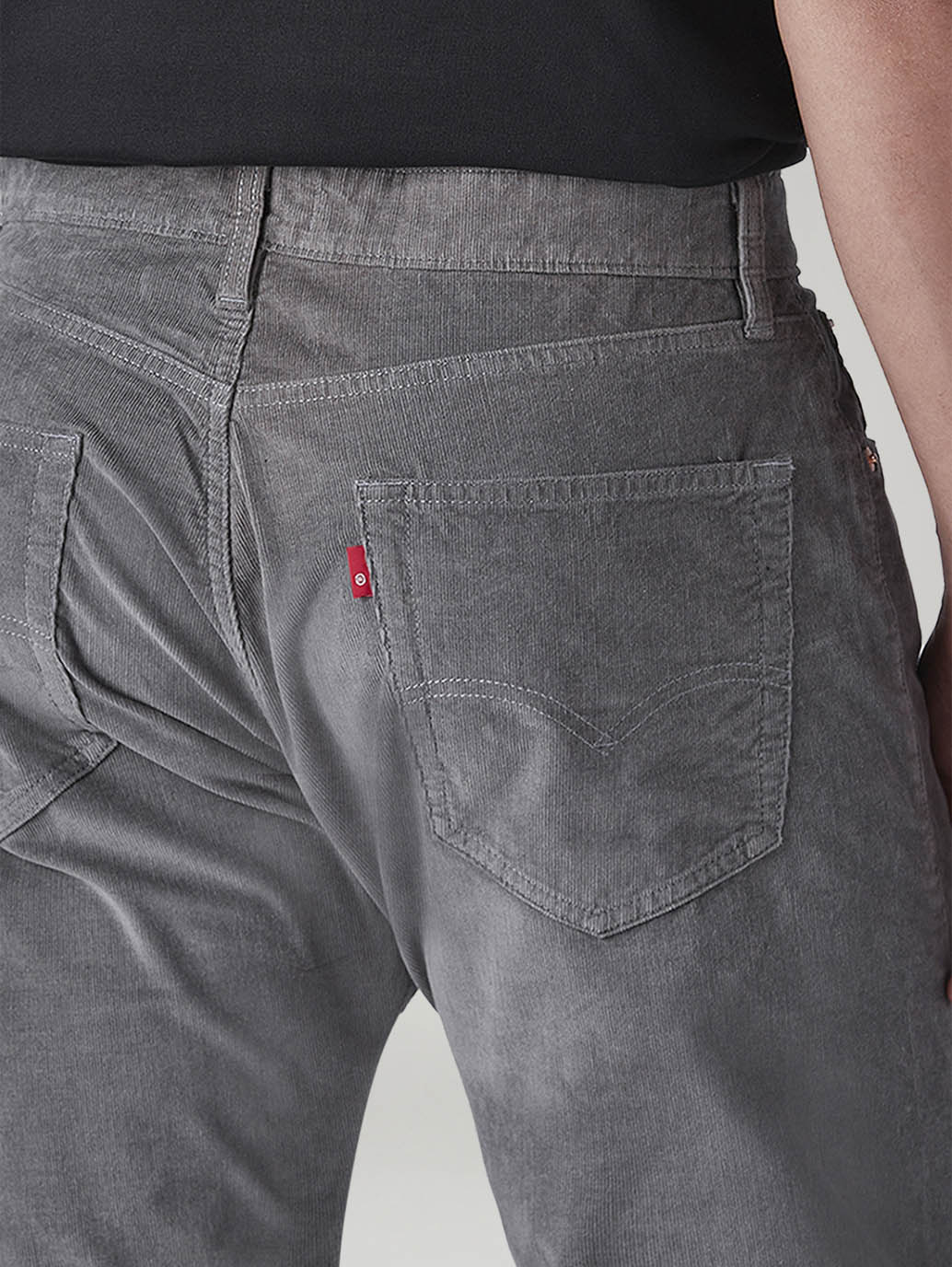 Men's Grey Authentic Relaxed Fit Mid Rise Corduroy Chinos - 20 View