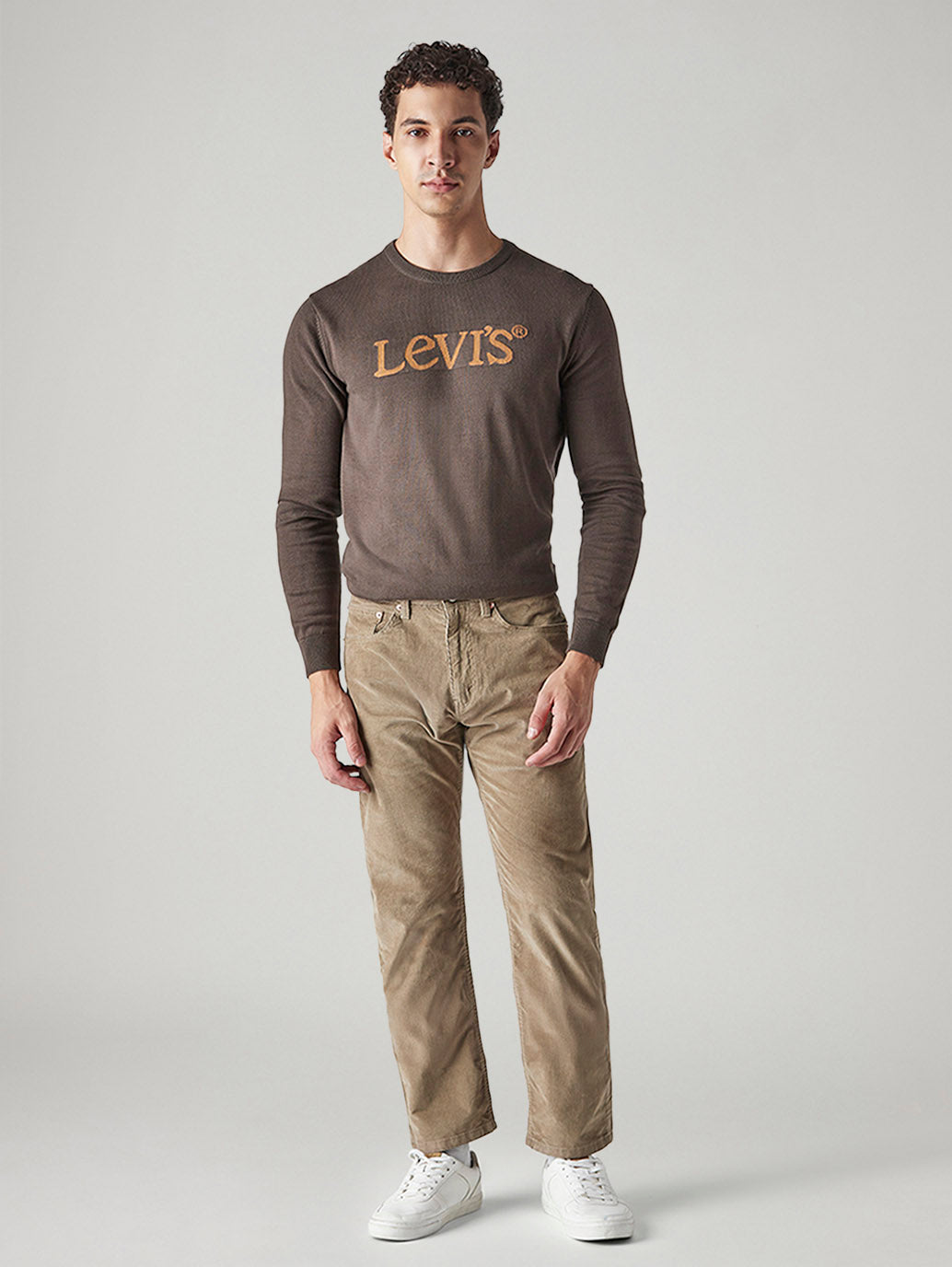 Men's Beige Authentic Relaxed Fit Mid Rise Corduroy Chinos - 20 View