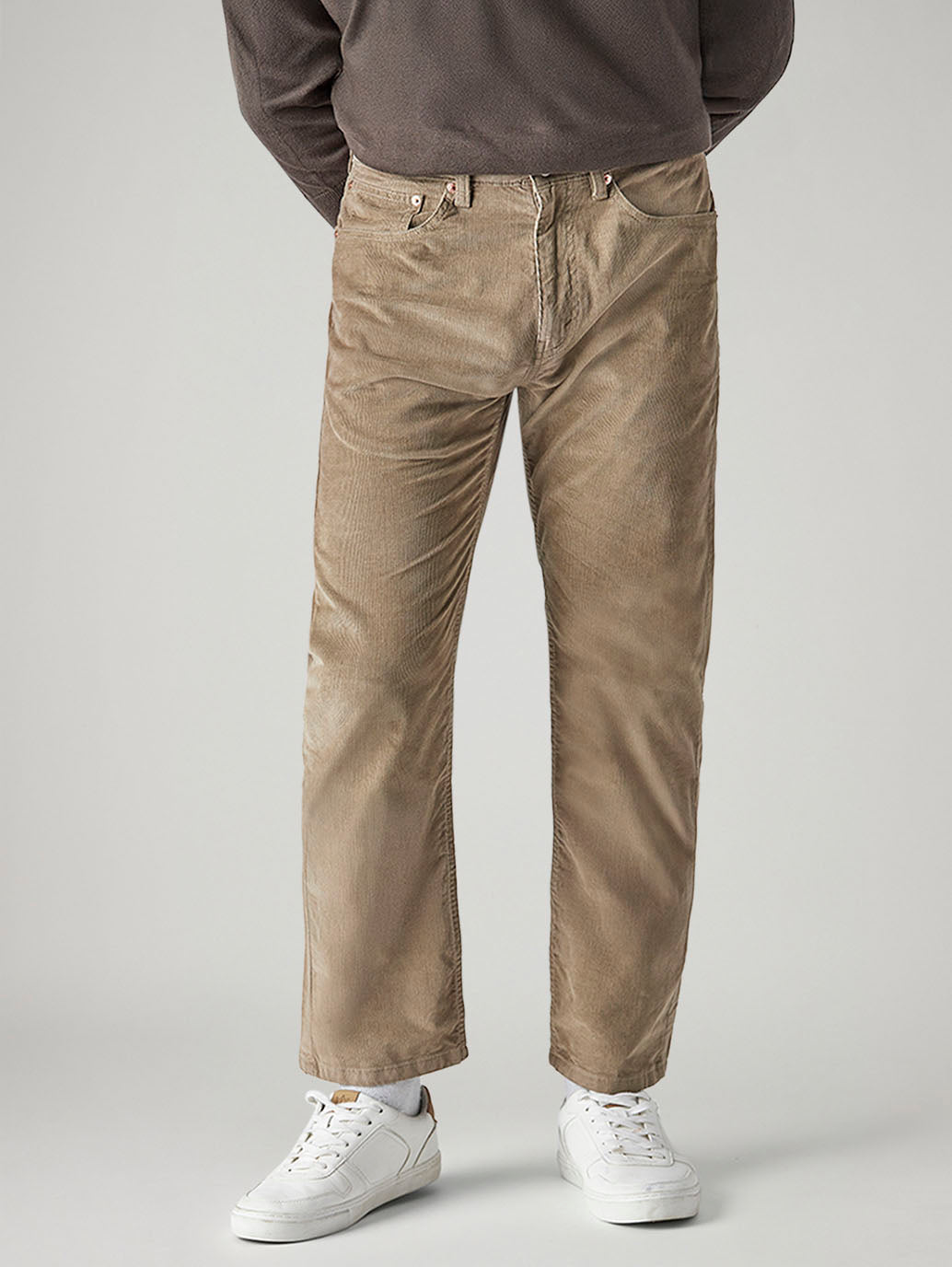 Men's Beige Authentic Relaxed Fit Mid Rise Corduroy Chinos - 20 View