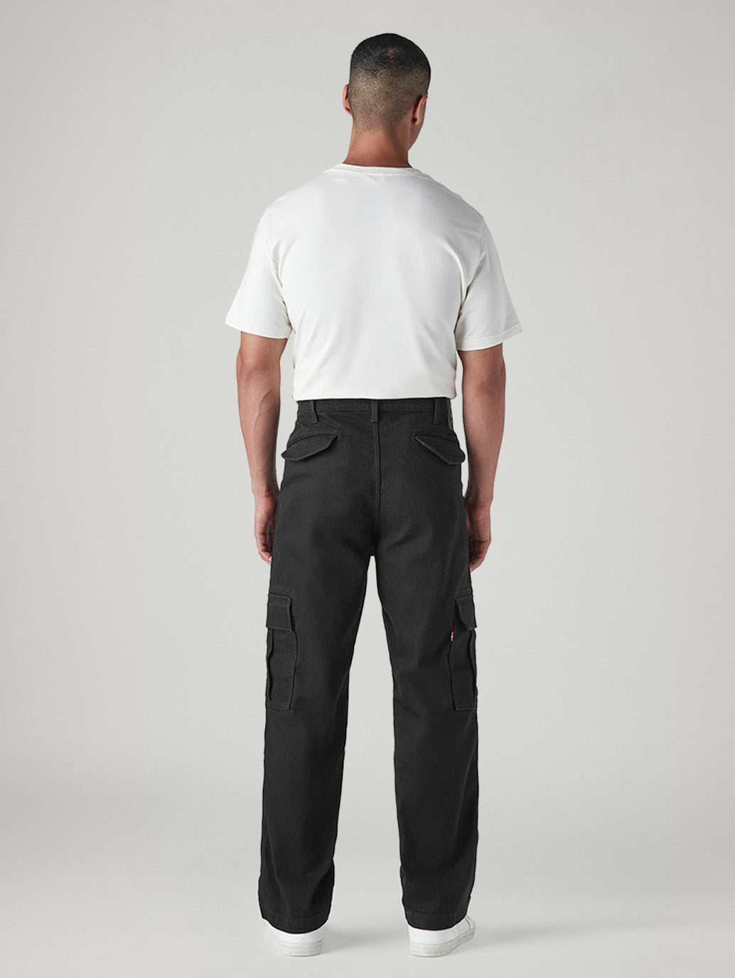 Men's 568 Black Loose Fit Mid Rise Cargos - Back View