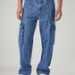 Men's 568 Blue Loose Fit Mid Rise Cargos - Front View