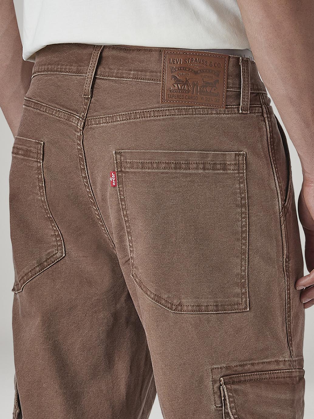 Men's 568 Light Brown Loose Fit Mid Rise Cargos - 20 View