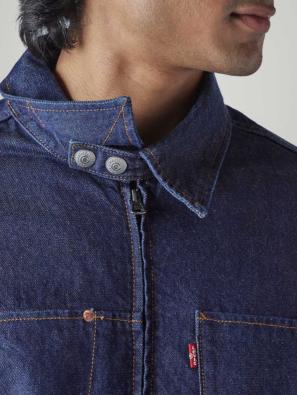 Men's Solid Regular Fit Denim Jacket - Detail View