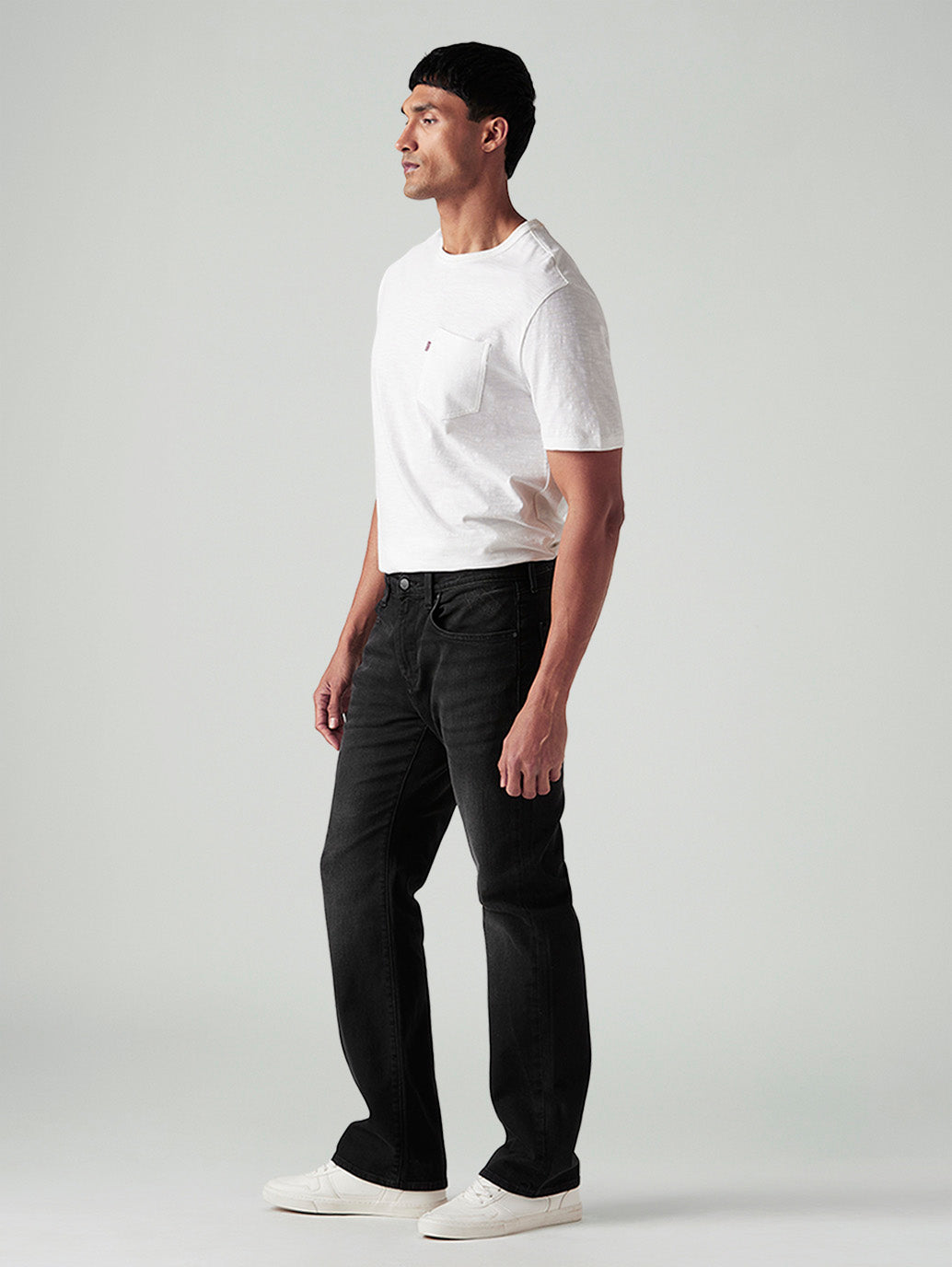 Men's 527 Black Bootcut Fit Mid Rise Redloop Jeans - Side View