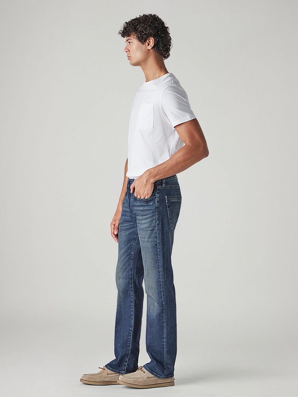 Men's 527 Blue Bootcut Fit Mid Rise Redloop Jeans - Side View