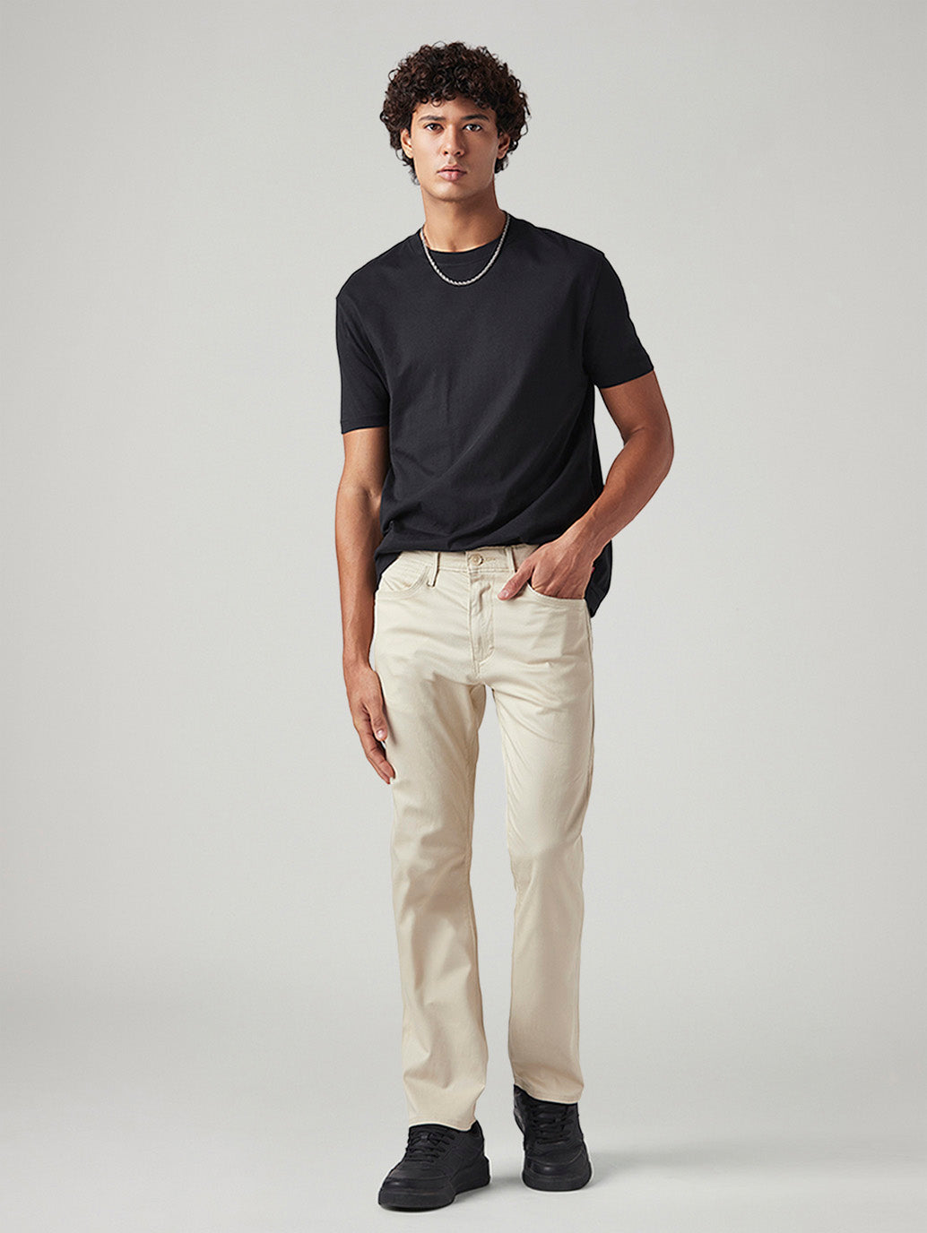 Men's 513 Beige Slim Straight Fit Mid Rise Chinos
