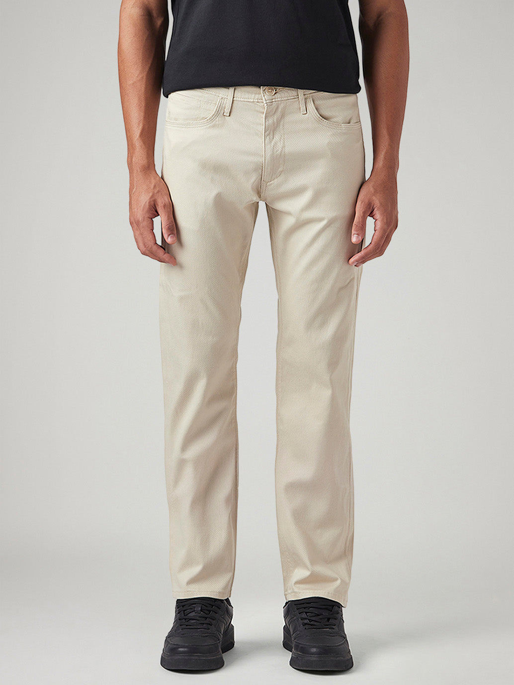 Men's 513 Beige Slim Straight Fit Mid Rise Chinos - Front View