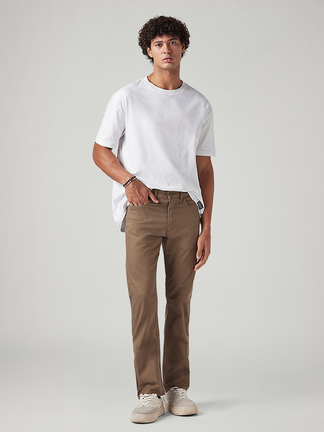 Men's 513 Brown Slim Straight Fit Mid Rise Chinos