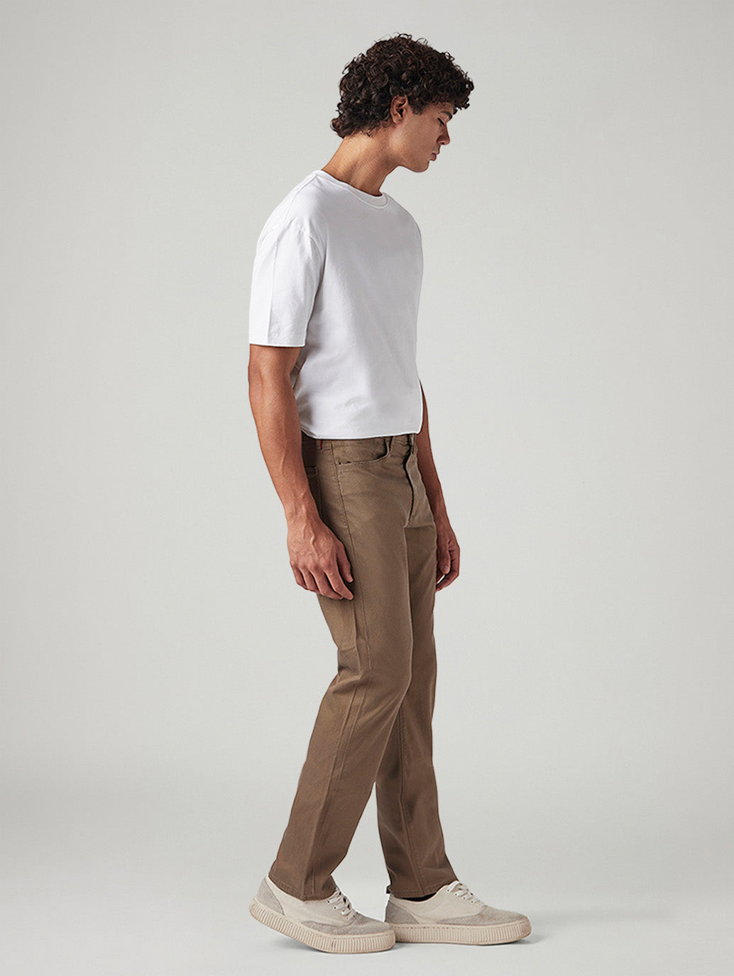 Men's 513 Brown Slim Straight Fit Mid Rise Chinos - Side View