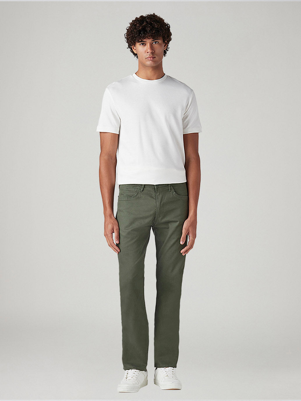 Men's 513 Olive Slim Straight Fit Mid Rise Jeans - Front View