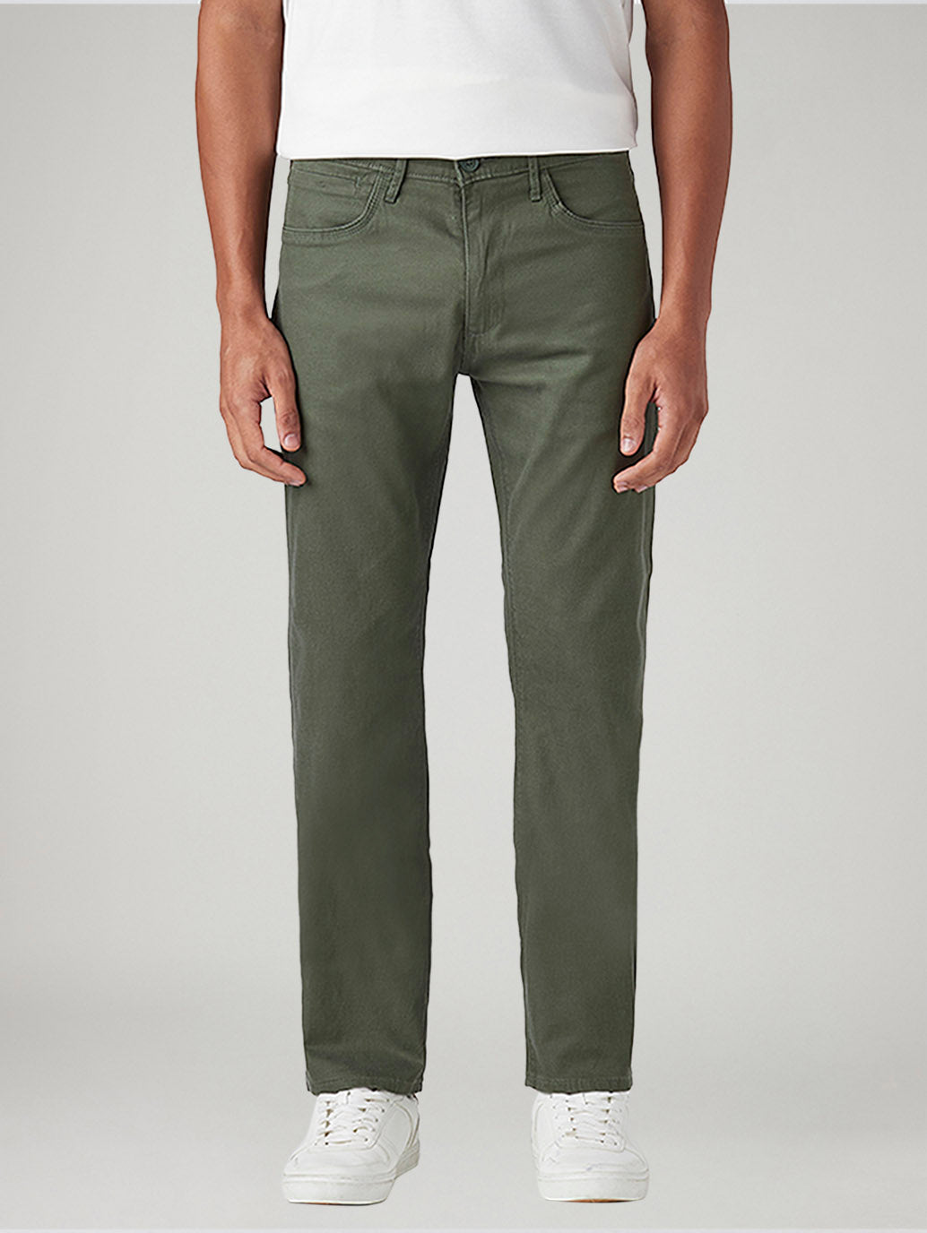 Men's 513 Olive Slim Straight Fit Mid Rise Jeans - Front View
