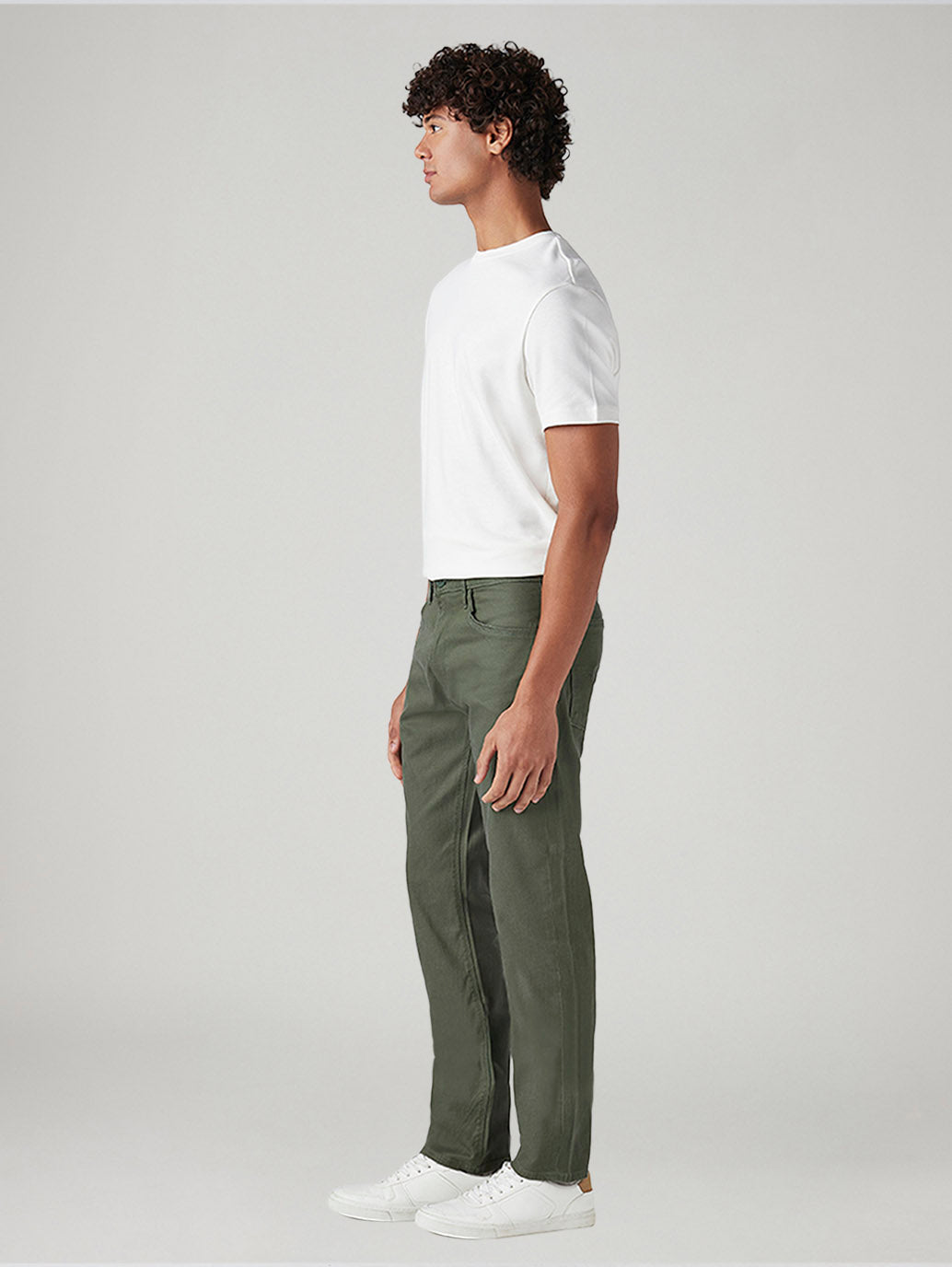 Men's 513 Olive Slim Straight Fit Mid Rise Jeans - Side View