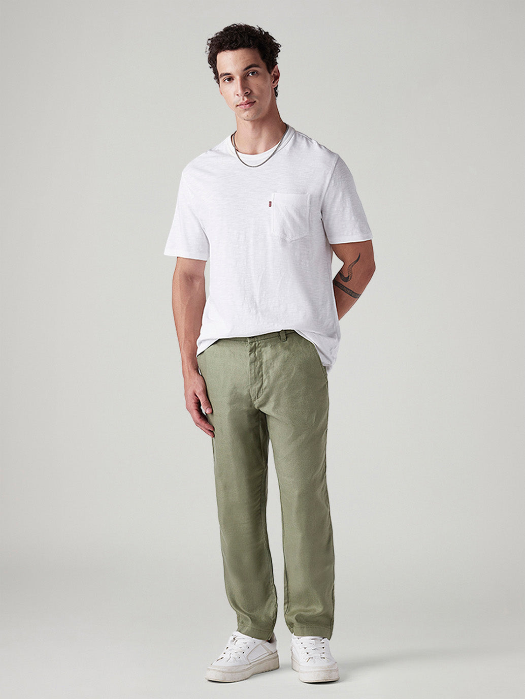 Men's Authentic Relaxed Straight Fit Mid Rise Linen Chinos