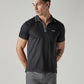 Men's Solid Black Tech Polo T-shirt - Styleshot View