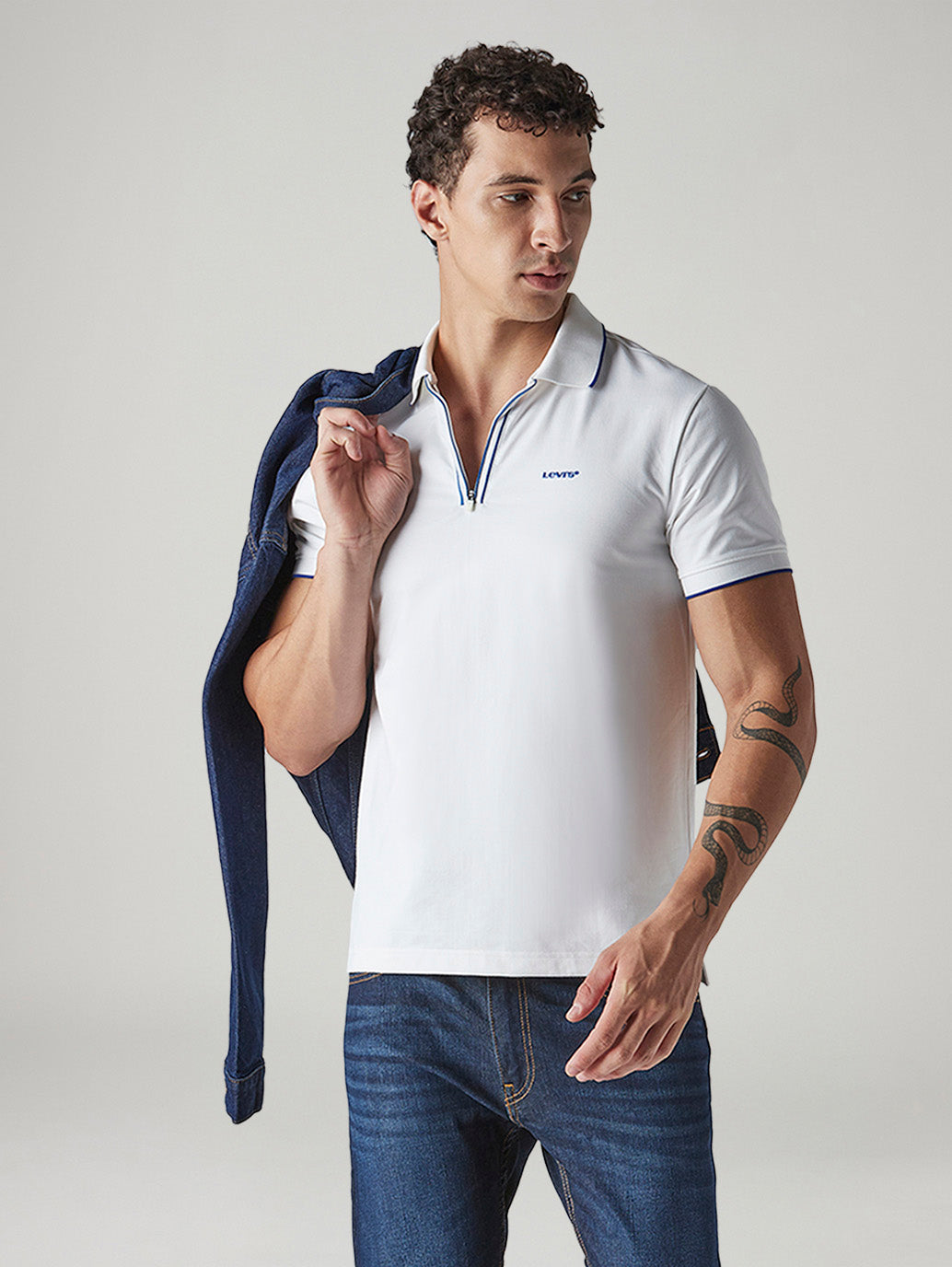 Men's Solid White Tech Polo T-shirt