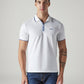Men's Solid White Tech Polo T-shirt - Front View