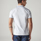 Men's Solid White Tech Polo T-shirt - Back View