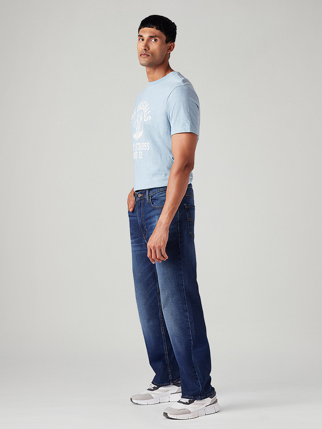 Men's 511 Blue Slim Fit Mid Rise Jeans - Side View