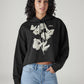 Women's Graphic Print Black Hooded Sweatshirt - Front View