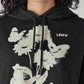 Women's Graphic Print Black Hooded Sweatshirt - Detail View