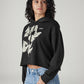 Women's Graphic Print Black Hooded Sweatshirt - Side View