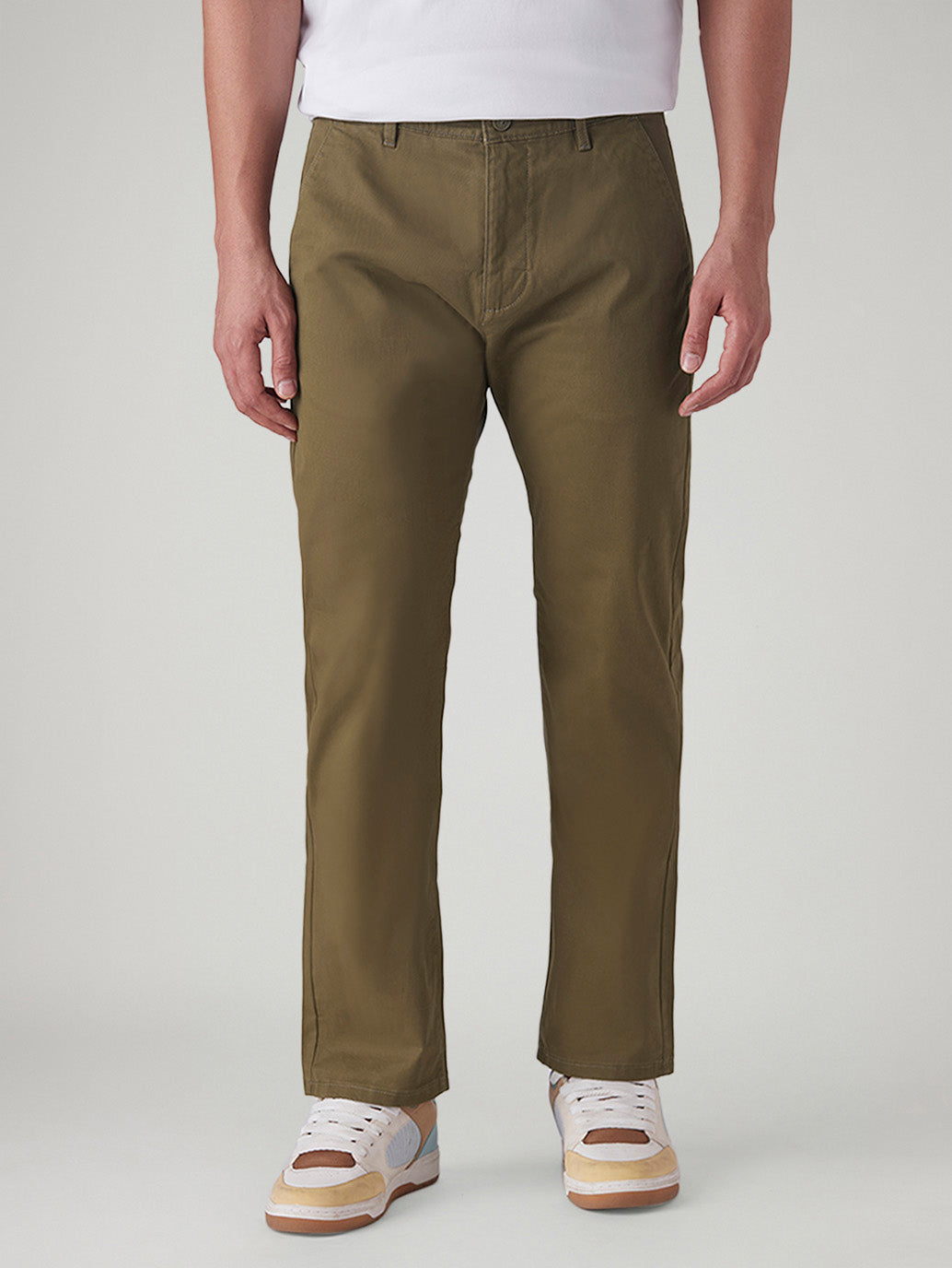 Men's 505 Olive Straight Fit Mid Rise Chinos - Front View