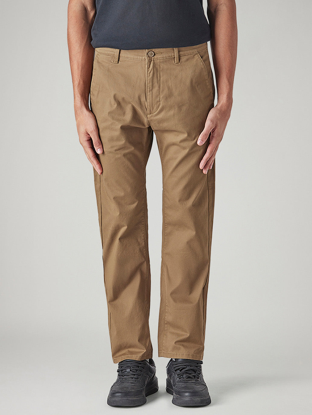 Men's 505 Light Brown Straight Fit Mid Rise Chinos - Front View