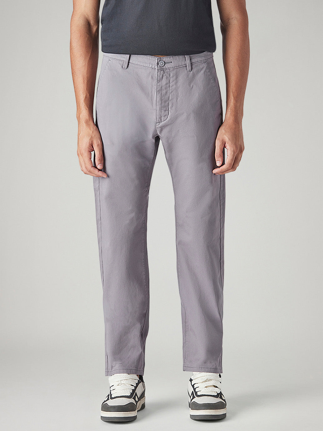 Men's 505 Grey Straight Fit Mid Rise Chinos - Front View