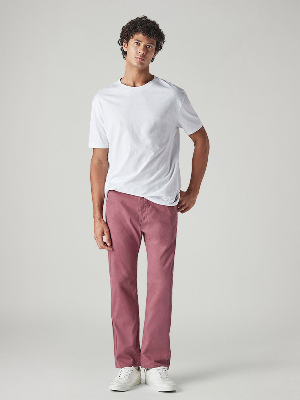 Men's 505 Mauve Straight Fit Mid Rise Chinos