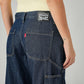 Women's Dark Blue XL Straight Loose Fit Mid Rise Cargo Jeans - Detail View
