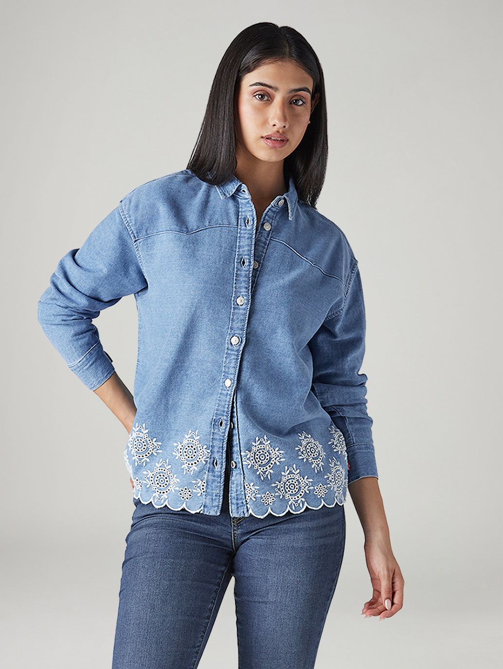 Women's Embroidered Relaxed Fit Shirt