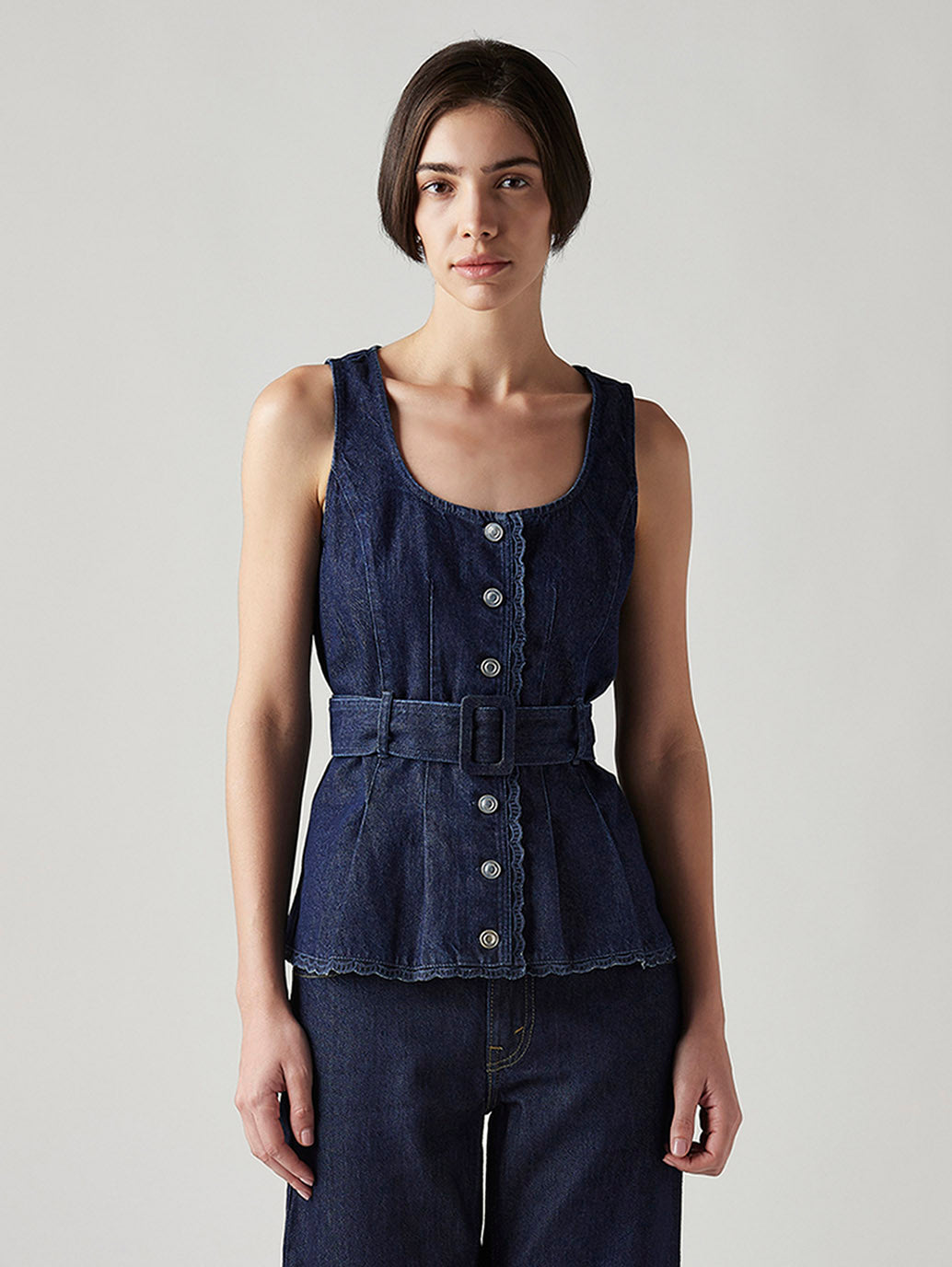 Women's Solid Slim Fit Denim Top