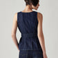 Women's Solid Slim Fit Denim Top - Back View