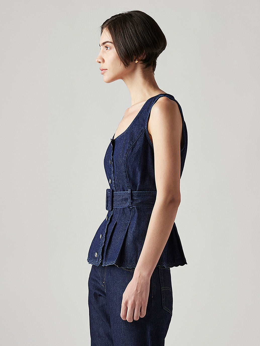 Women's Solid Slim Fit Denim Top - Side View
