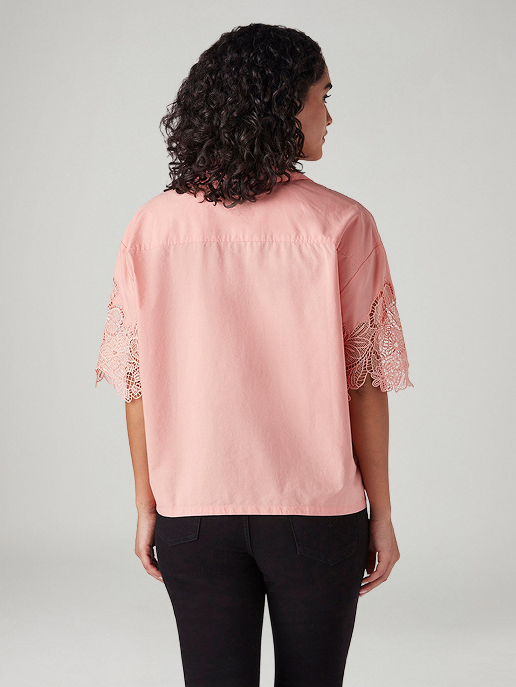 Women's Zari Peach Notched Lapel Top - Back View
