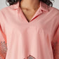 Women's Zari Peach Notched Lapel Top - 20 View