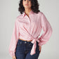 Women's Striped Pink Spread Collar Shirt - Styleshot View