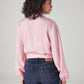 Women's Striped Pink Spread Collar Shirt - Back View