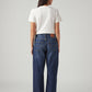 Women's Dark Blue Loose Fit Mid Rise Easy Dad Jeans - Back View
