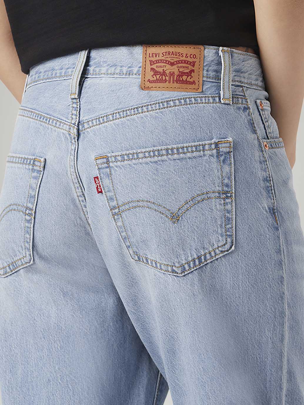 Women's Light Blue Loose Fit Mid Rise Easy Dad Jeans - 20 View