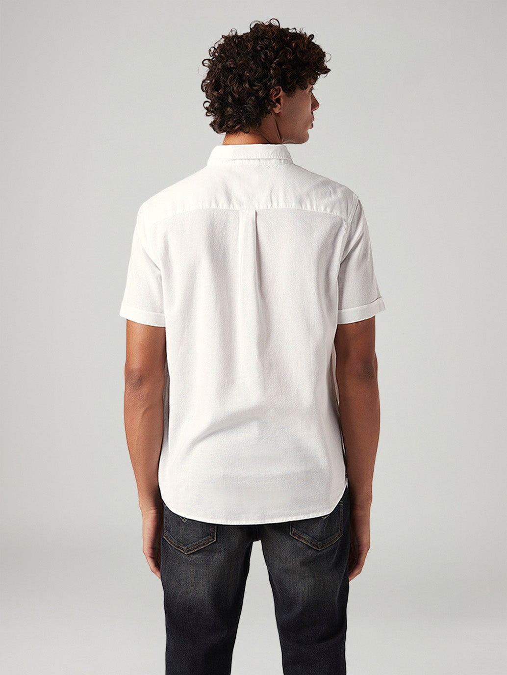 Men's Solid Slim Fit Oxford Shirt - Back View