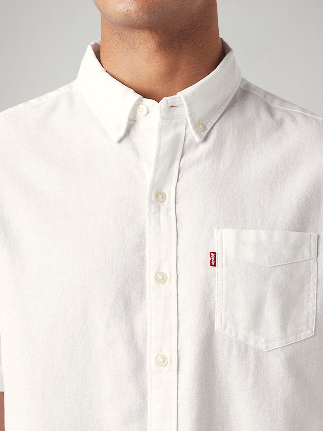 Men's Solid Slim Fit Oxford Shirt - Detail View