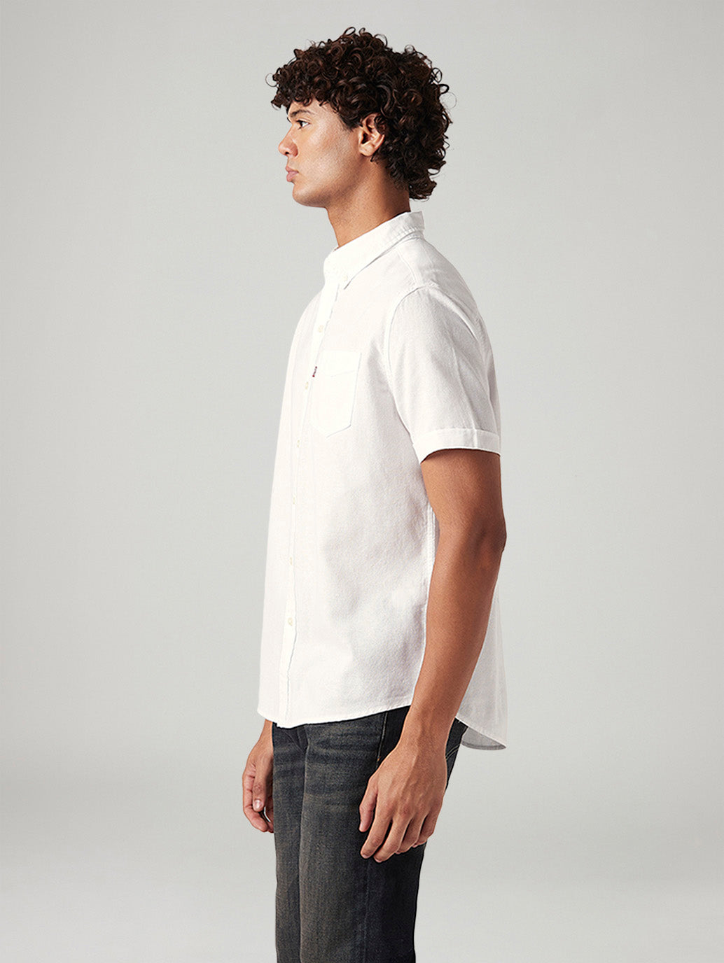 Men's Solid Slim Fit Oxford Shirt - Side View