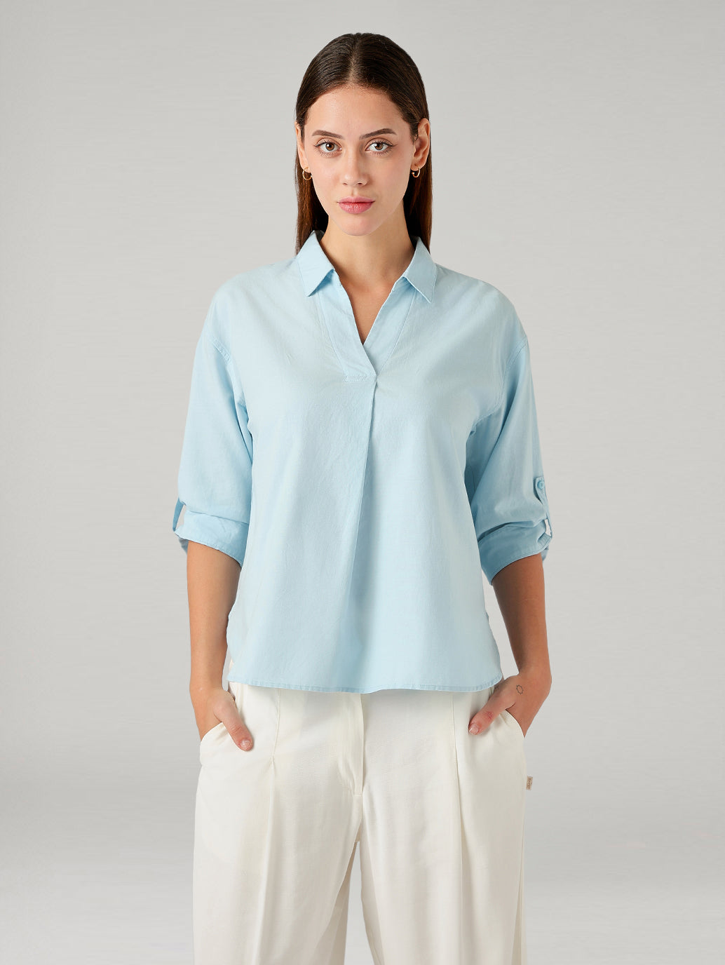 Women's Solid Regular Fit Shirt - Front View