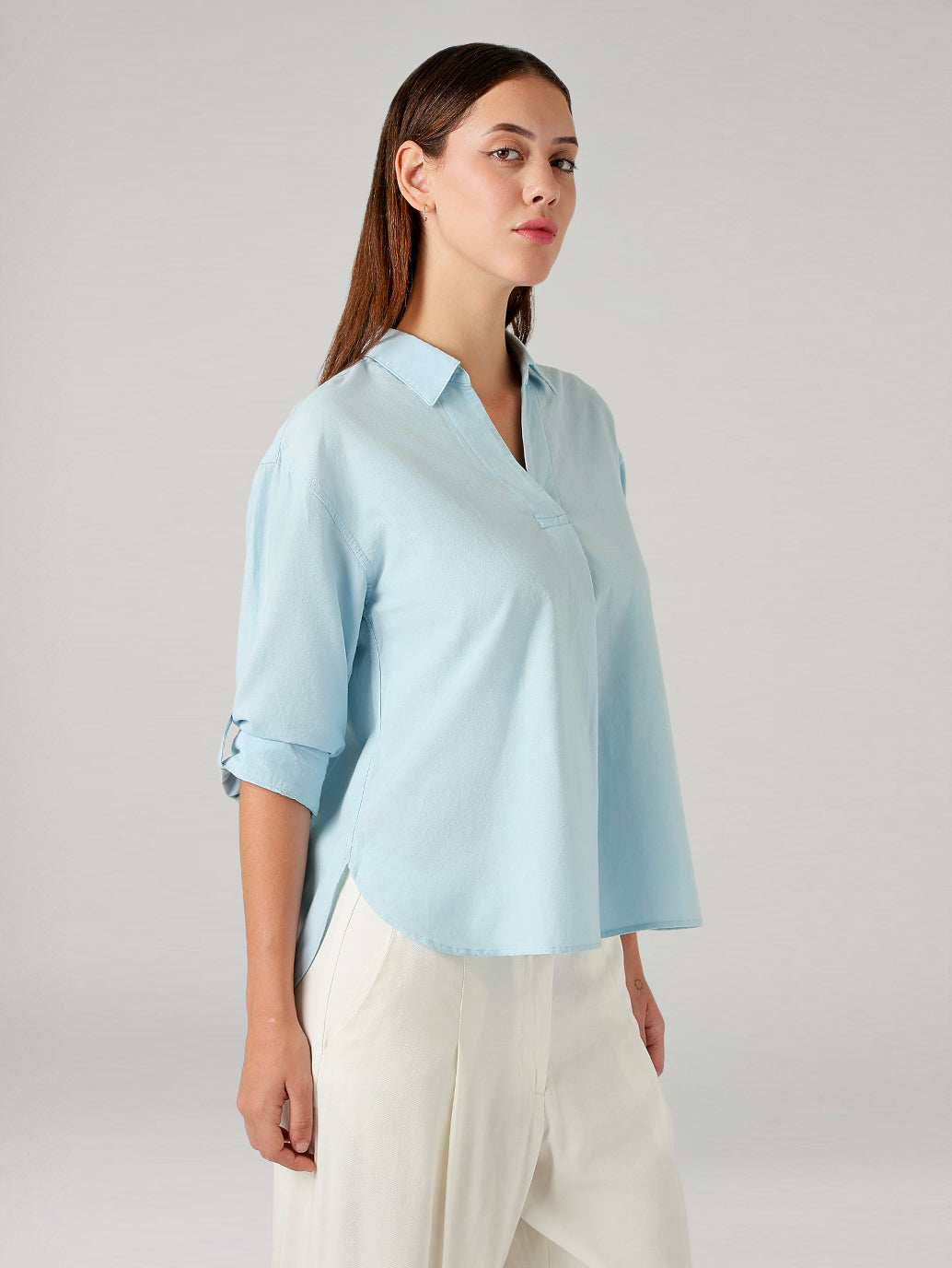 Women's Solid Regular Fit Shirt - Side View