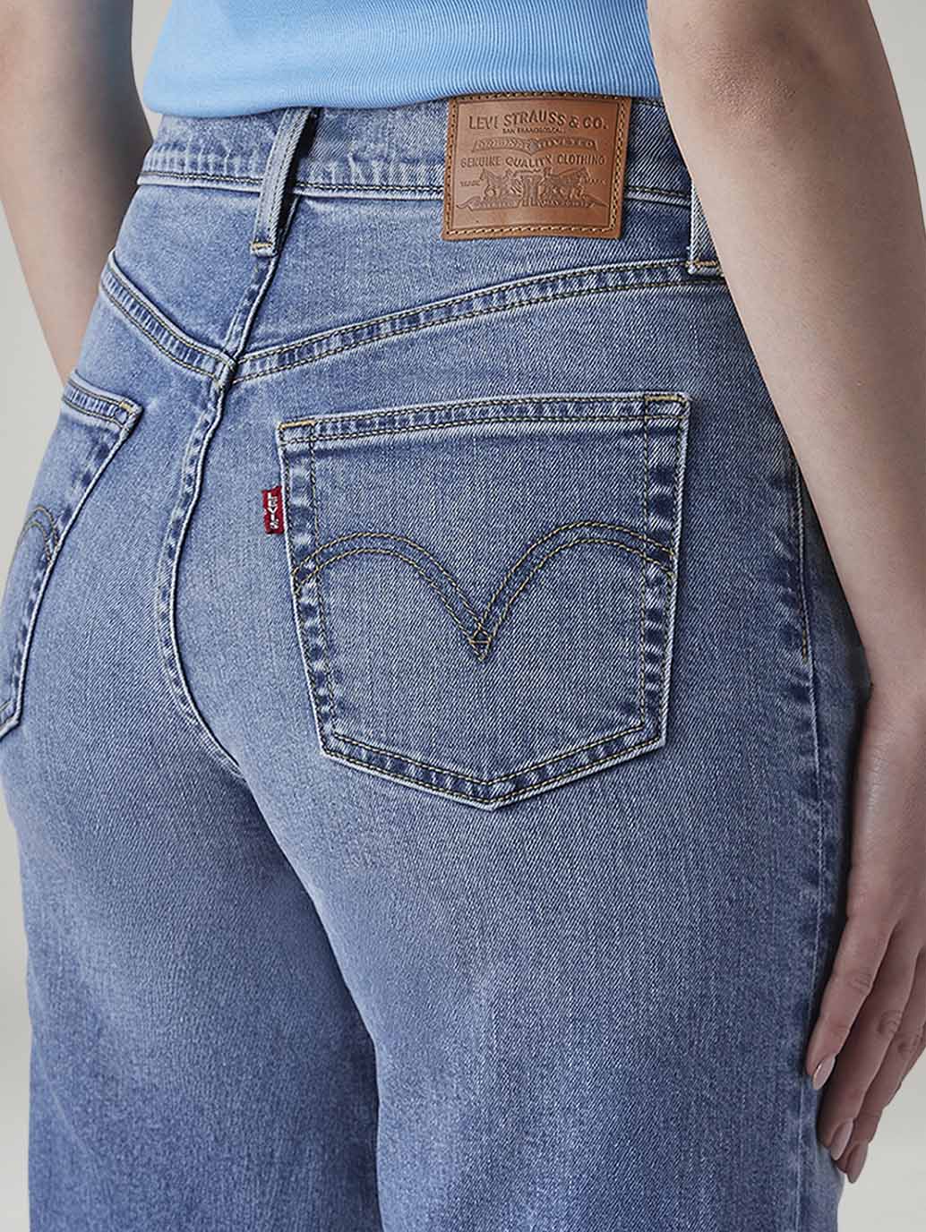 Women's Light Indigo Baggy Fit High Rise Redloop Cinched Jeans - 20 View