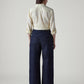 Women's Dark Indigo Baggy Fit High Rise Redloop Cinched Jeans - Back View