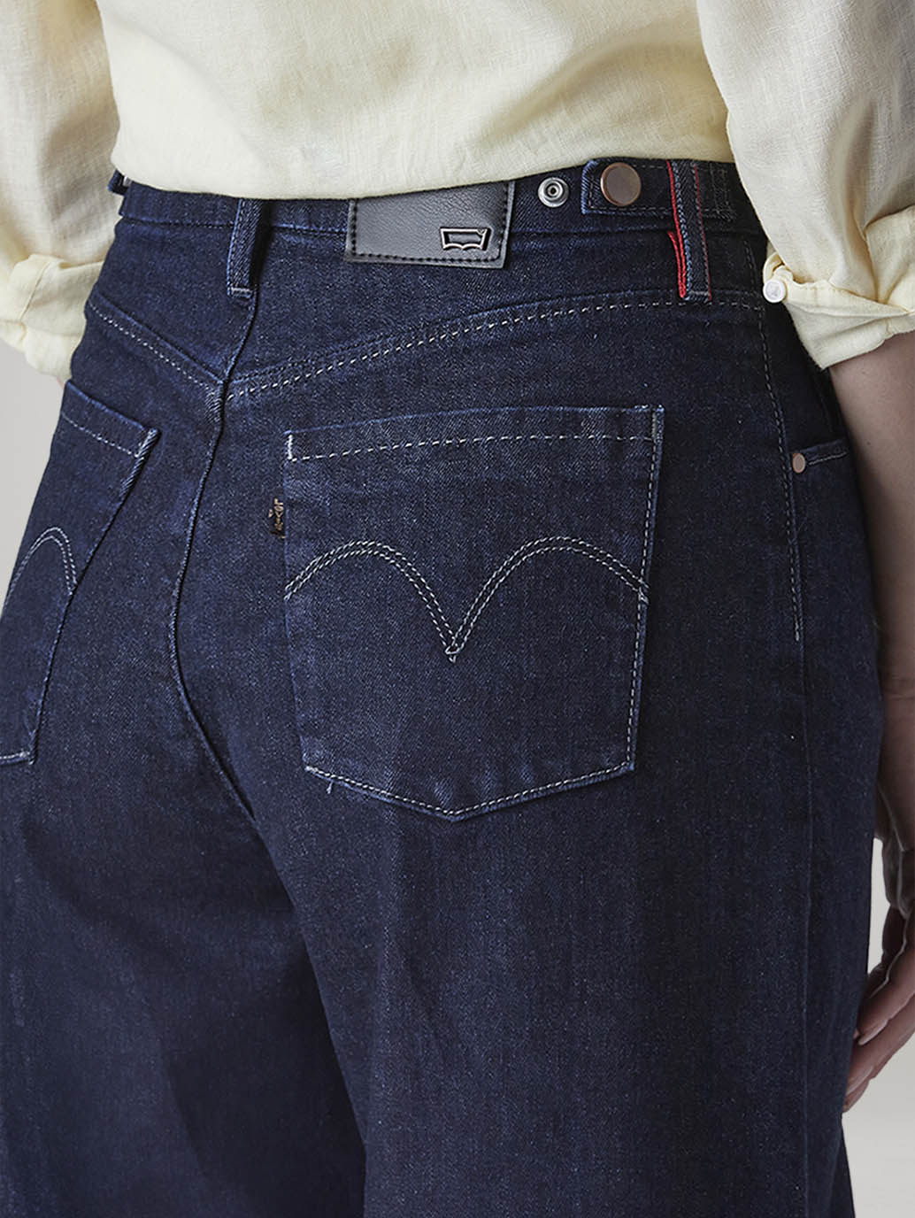 Women's Dark Indigo Baggy Fit High Rise Redloop Cinched Jeans - 20 View