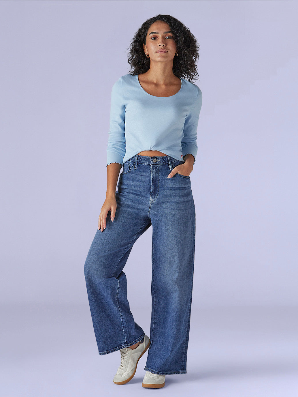 Women's Redloop Med Indigo Baggy Fit High Rise Cinched Jeans
