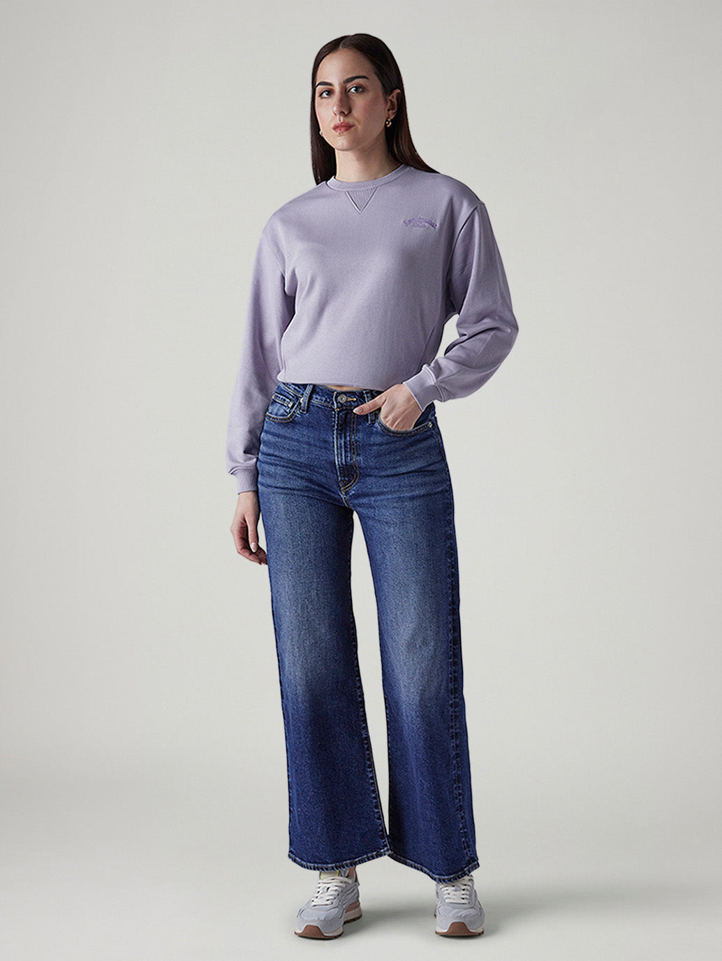 Women's Dark Indigo Baggy Fit High Rise Redloop Cinched Jeans